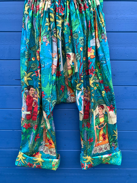 Ready to Ship Frida Kahlo Turquoise Harem Pants