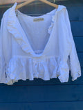 Ready to Ship Short Saffy Linen Top One Size