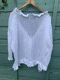 Ready to Ship  Saffy White Gauze Cotton Prairie Top One Size