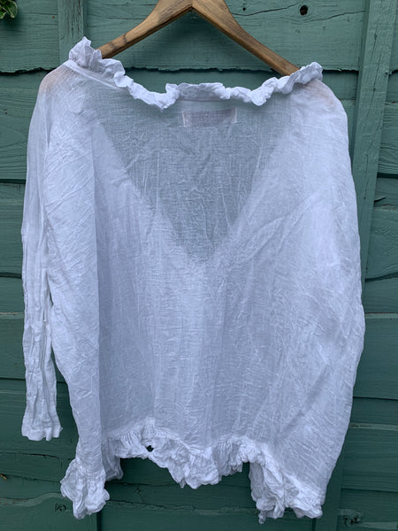 Ready to Ship  Saffy White Gauze Cotton Prairie Top One Size