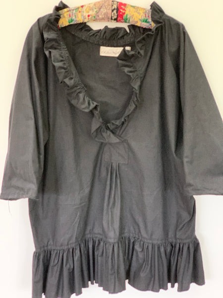 Ready to Ship Saffy Black Pure Cotton Prairie Top One Size