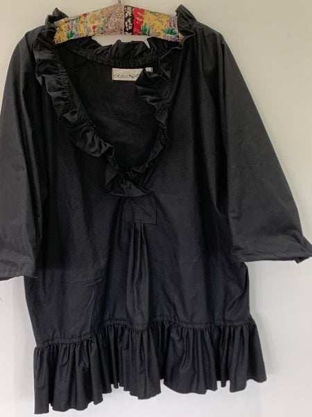 Ready to Ship Saffy Black Pure Cotton Prairie Top One Size