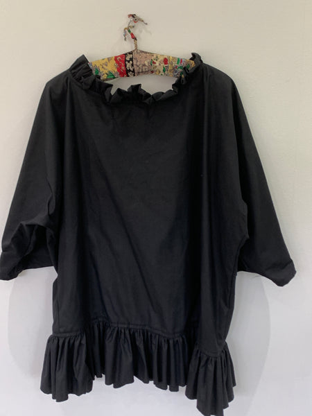Ready to Ship Saffy Black Pure Cotton Prairie Top One Size