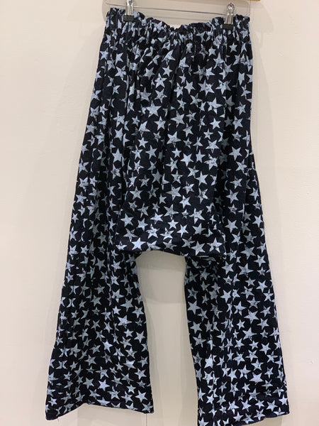 Denim Star Print Harem Pants